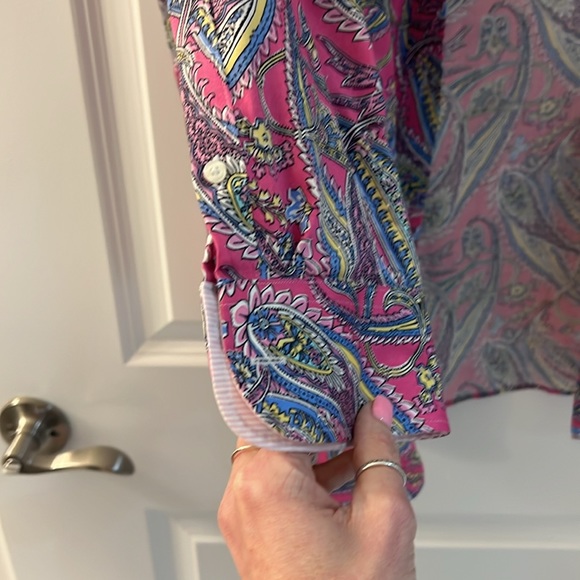 Chaps  pink paisley button down top - Picture 3 of 6